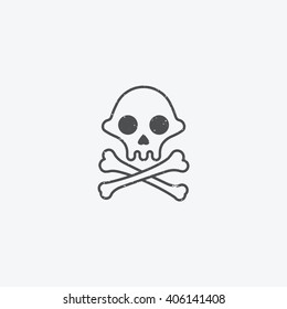 Simple skull and crossbones icon outline with grunge texture