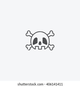 Simple skull and crossbones icon outline with grunge texture