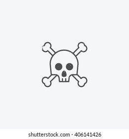 Simple skull and crossbones icon outline with grunge texture