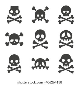 Simple skull and crossbones icon set