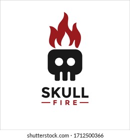 simple skull and fire logo