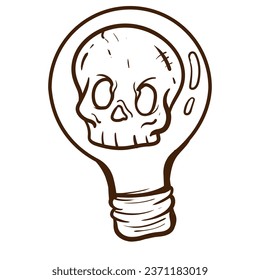 Simple Skull hand Drawing Line doodle. Illustration Good for design tshirt and simple tattoos