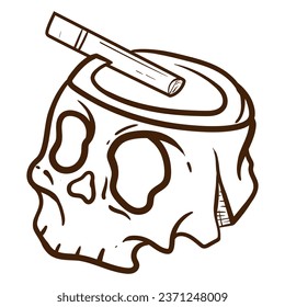 Simple Skull hand Drawing Line doodle. Illustration Good for design tshirt and simple tattoos
