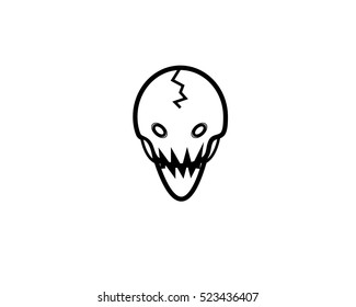 Simple skull head with a cracked forehead vector icon.