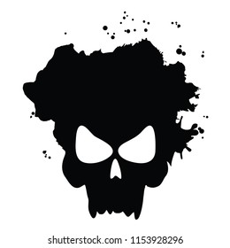 Simple skull head vector with scary look and sharp teeth.