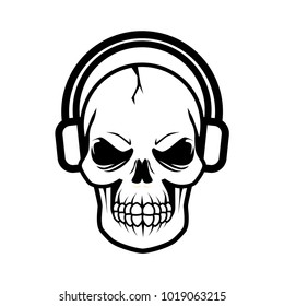 Jolly Skull Headphones Isolated Object Stock Vector (Royalty Free ...