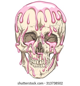 Simple skull with ice cream.White background.