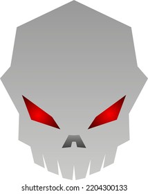 Simple skull. Simple skull icon for logo, symbol, halloween or game design. Simple skull with red eyes