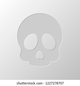 Simple skull icon. Paper design. Cutted symbol. Pitted style