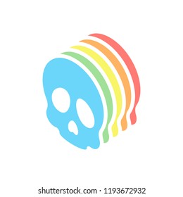 Simple skull icon. Stack of colorful isometric icons on white background