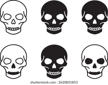 Simple Skull Icons Basic Vector Set