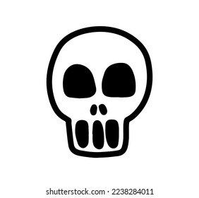 Simple skull line art design vector. Hand drawn character symbol. 