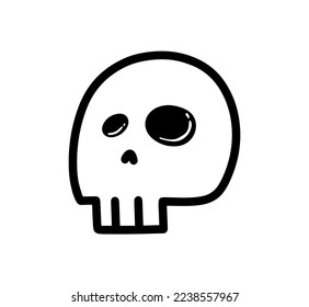 Simple skull line art design vector. Hand drawn character symbol. 