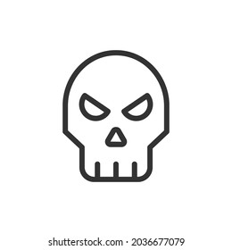 Simple skull line icon. Premium symbol in stroke style. Design of skull icon. Vector illustration.