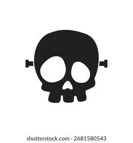 Plantilla de pictograma de trazo de icono de línea de cráneo simple