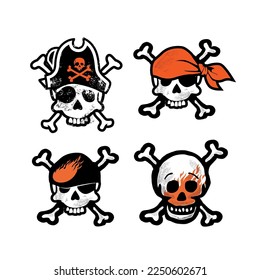 Simple skull pirates logo vector
