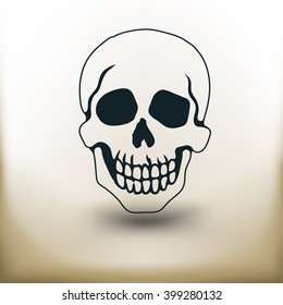 simple skull square pictogram on beige background