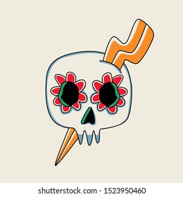 simple skull tattoo design illustration