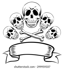 Simple skulls banner.White background.