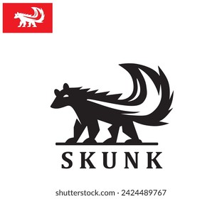 SIMPLE SKUNK LOGO, silhouette of small cute animal vector illustrations