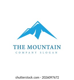 Simple sky blue colored mountain vector logo isolated on white background, design symbol, flat logo design. Eps 10