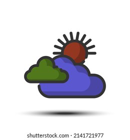 Simple sky filled line icon, flesh air and cloud related concept on the white background