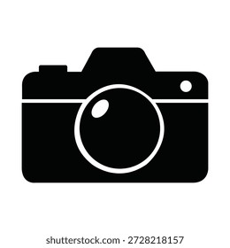 Simple, sleek black camera icon on a white background, representing photography and digital media. Essential for apps, websites, and creative projects to symbolize image capture and visual content.