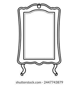 Simple and sleek outline vector icon representing a mirror, perfect for use in various graphic design applications.