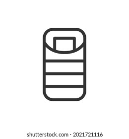 Simple sleeping bag line icon. Premium symbol in stroke style. Design of sleeping bag icon. Vector illustration.
