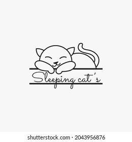 simple sleeping cat logo. vector illustration for logo or icon