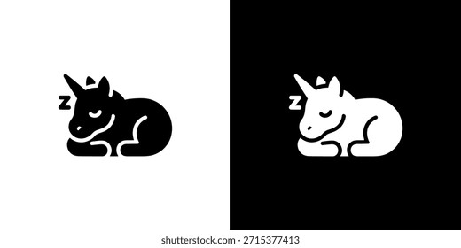 Einfaches schlafendes Einhorn Silhouette invertiertes Farbschema Grafikelement