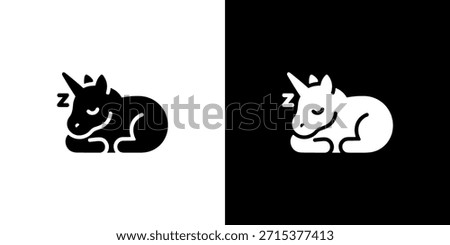 Simple Sleeping Unicorn Silhouette Inverted Color Scheme Graphic Element
