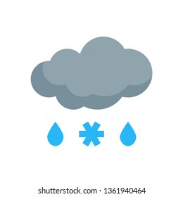 Simple sleet icon in flat style. Vector meteo pictogram of raining and snowing weather.