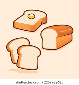 simple slice of bread variation vector design illustration