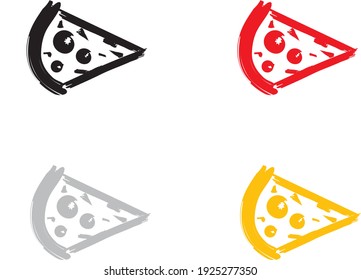 Simple slice of pizza painted with a brush in four colors