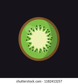 Simple sliced kiwi fruit icon illustration in flat style