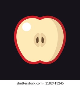 Simple sliced red apple fruit icon illustration in flat style
