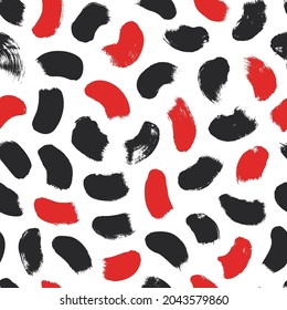 Simple and small black dots seamless pattern. Random scattered blots, abstract black and white background. Freehand drawing vector polka dots. Print, wrapping paper, wallpaper, textile design.