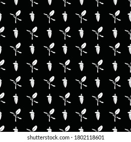 Einfache kleine schwarz-weißer Bananenbaum und Bananenelement-Vektorgrafik auf schwarzem Hintergrund, geeignet für Textil-Wiederholmuster-Design, ideal für Schrottbuchungsprojekte oder Tapete
