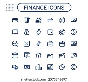 Simple small business line icons set. Rounded mini money vector icons. Pixel perfect.