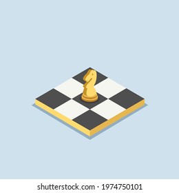 Simple small chess board with knight pieces on the middle of board