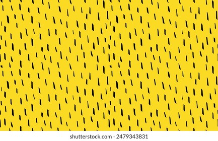 Simple small dash background. Vector seamless pattern with hand drawn abstract texture on yellow background.