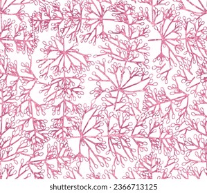 Simple small floral seamless patterns. Meadow plants, leaves, leaf and small daisy flowers  All over print. Botanical cover, duvet cover, curtain, pillow, bedding, shawl, linens
