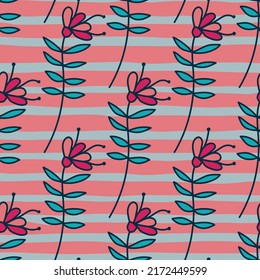Simple small flower seamless pattern. Cute floral wallpaper. Doodle plants endless wallpaper. Design for fabric, textile print, wrapping, cover. Vector illustration