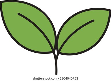 Simple Small Green Plant Sprout With Two Delicate Leaves Emerging on a Clean Minimal White Background Symbolizing Growth and Nature