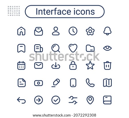 Simple small line icons set. Rounded mini vector icons. Pixel perfect. Editable stroke.