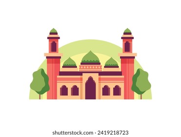Simple Small Mosque Cartoon Illustration