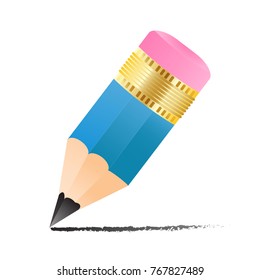simple small pencil icon with drawn line isolated. Vector icon