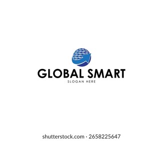 Diseño de logotipo de globo inteligente simple. Círculo Que Forma Un Diseño De Símbolo De Escudo De Cúpula Geométrica.