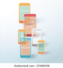 Simple Smart Phones Colorful Vector Composition 